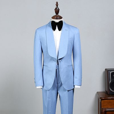 Rock Stylish Sky Blue Bespoke Wedding Suit For Grooms