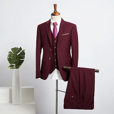 Ben Gorgeous Burgundy 3 Pieces Slim Fit Tailored Suit For Business_2
