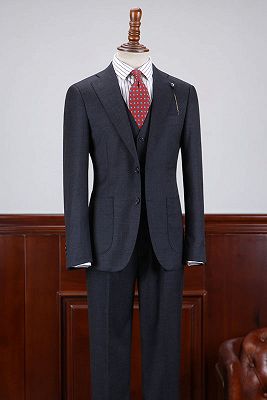 Amos Regular 3 Pieces Notched Lapel Slim Fit Tailored Business Suit For Men