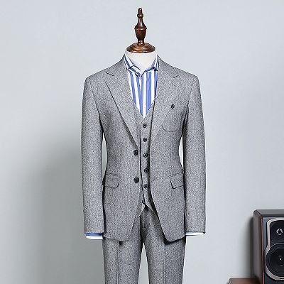 Nick Formal Gray 2 Flaps Slim Fit Tailored Business Suit