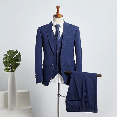 Byron Modern Blue 3 Pieces Notched Lapel Slim Fit Bespoke Business Suit