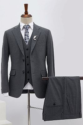 Bing Classic Dark Gray 3 Pieces Slim Fit Custom Formal Menswear_1