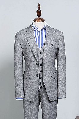 Nick Formal Gray 2 Flaps Slim Fit Tailored Business Suit_1