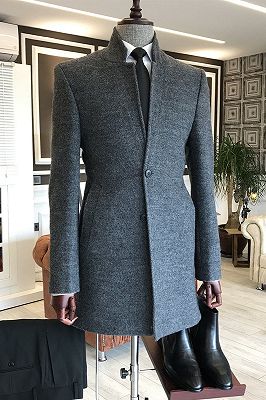 Baldwin Formal All Black Slim Fit Tailored Wool Coat For Business