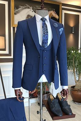 Barnett Formal Blue 3-Pieces Slim Fit Men Suits For Business