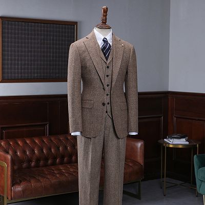 Abner Stylish Coffee 3 Pieces Slim Fit Tailored Formal Menswear_2