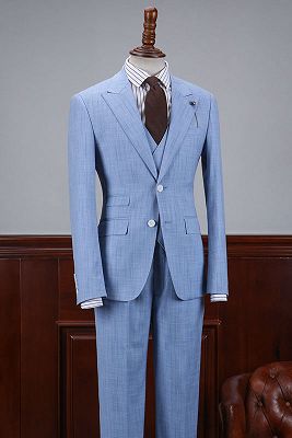 Adonis New Arrival Sky Blue Small Plaid 3 Flaps Business Suit_1