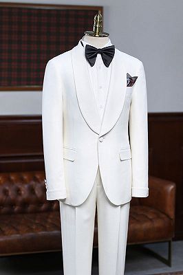 Alva Classic White 2 Pieces Slim Fit Custom Wedding Suit For Grooms_1