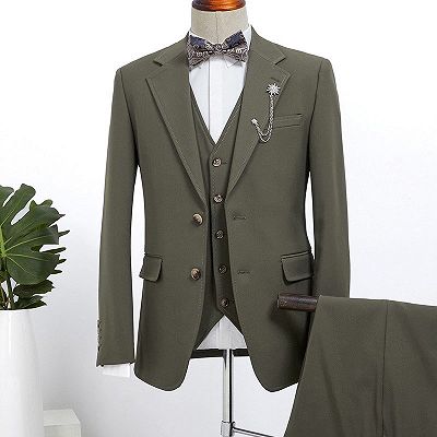 Bard Handsome Dark Green 3 Pieces Slim Fit Bespoke Business Suit_2
