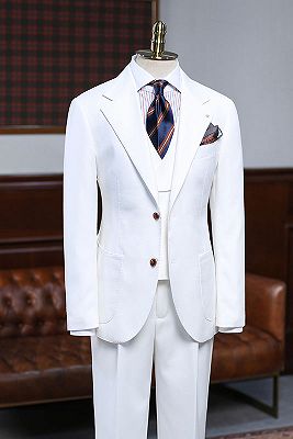 August Stylish White 3 Pieces Slim Fit Custom Business Suit