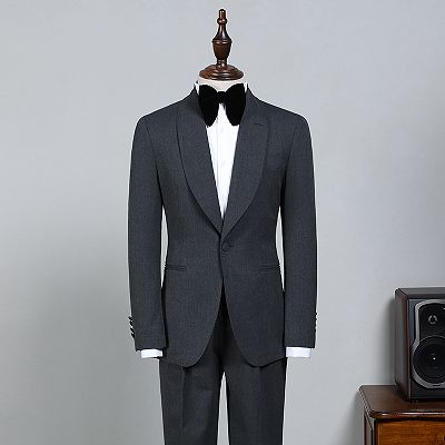 Nelson All Black One Button Slim Fit Wedding Suit For Grooms_2