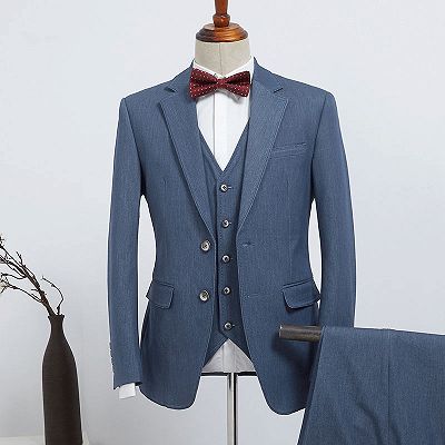 Brandon Affordable Blue 3 Pieces Slim Fit Custom Business Suit