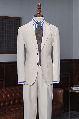 Antony New Light Khaki 2 Pieces Notched Lapel Custom Suit For Business_1