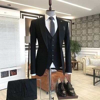 Manuel Simple Black One Button Formal Business Slim Fit Suits For Men