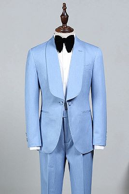 Rock Stylish Sky Blue Bespoke Wedding Suit For Grooms_1