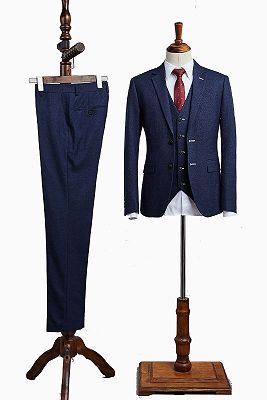 Carey Modern Blue 3 Pieces Notched Lapel Custom Business Suit For Men_1