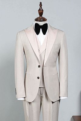Nigel Stylish Off White Peaked Lapel 2 Button Business Suit For Men_1