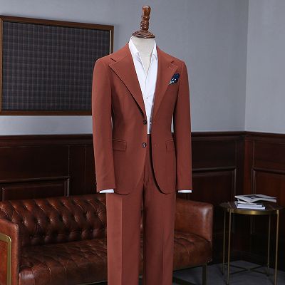 Arno Fashion Red Notched Lapel 2 Button Slim Fit Business Suit