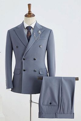 Cecil Unique Blue Peaked Lapel Double Breasted Tailored Business Suit