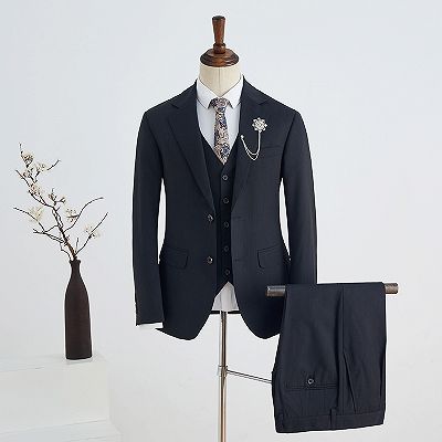 Chapman Classic All Black 2 Button Slim Fit Custom Business Suit