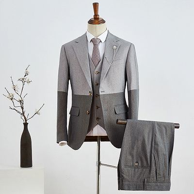 Brady New Arrival Gray 3 Pieces Notched Lapel Slim Fit Business Suit