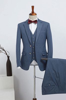 Brandon Affordable Blue 3 Pieces Slim Fit Custom Business Suit
