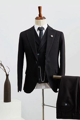Burton Classic All Black 3 Pieces Slim Fit Custom Formal Menswear_1
