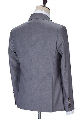 Latest Design Gray Double Breasted Chic Slim Fit Men Suits for Business