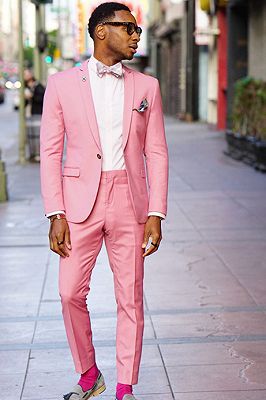 Ablitt Pink One Button Fashion Slim Fit Men Suits for Prom