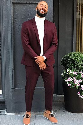 Ethan New Arrival Burgundy Two Pieces Stylish Prom Suits for Men_1