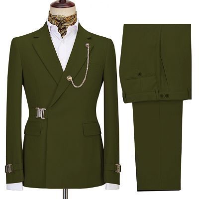Liam Newest Pure Green Notched Lapel Men Suits For Business