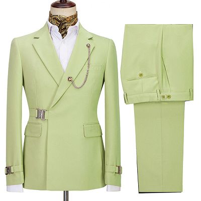 Mark Modern Olive Green Special Button Notched Lapel Business Men Suits_2