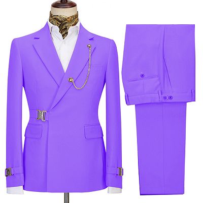 Devin Light Purple Two Pieces Simple Slim Fit Men Suits for Business_2