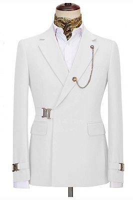 Jerome Fashion White Two Pieces Men Suits With Notched Lapel_1