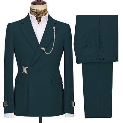 Gavin New Arrival Dark Green Two Pieces Notched Lapel Busibess Men Suits_2