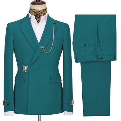 Brayden Blue Green Notched Lapel Fashion Two Pieces Men suits