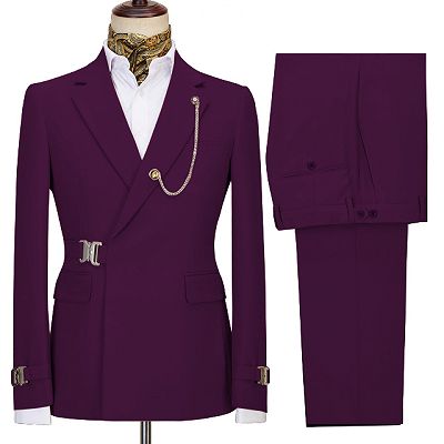 Zachary Dark Purple Chic Notch Lapel Men Suits For Business