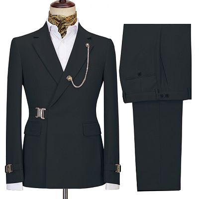 Liam Newest Black Button Notched Lapel Men Suits For Business_2