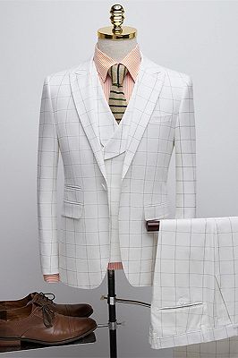 Lou Fashion Three Pieces Plaid Peaked Lapel Men Suits