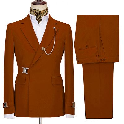 Gavin Newest Orange Two Pieces Notch Lapel Business Men Suits_2