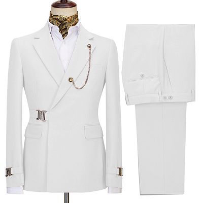 Jerome Fashion White Two Pieces Men Suits With Notched Lapel_2