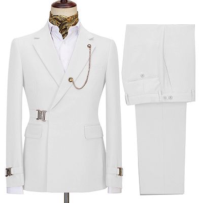 Jerome Fashion White Two Pieces Men Suits With Notched Lapel