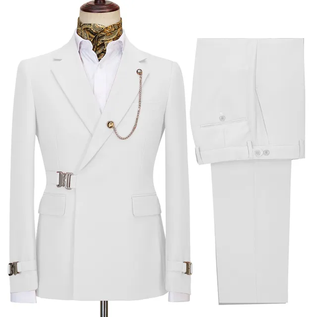 Jerome Fashion White Two Pieces Men Suits With Notched Lapel