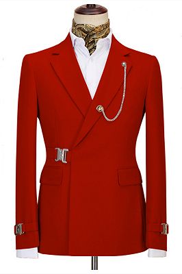 Amos Newest Red Notched Lapel Two Pieces Men Suit For Business_1