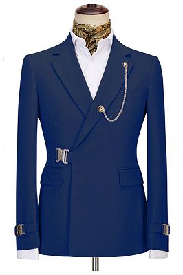 Jobh Fashion Navy Blue Notched Lapel Business Men Suits_1