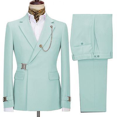 John Mint Green New Arrival Notched Lapel Two Pieces Business Suits_2