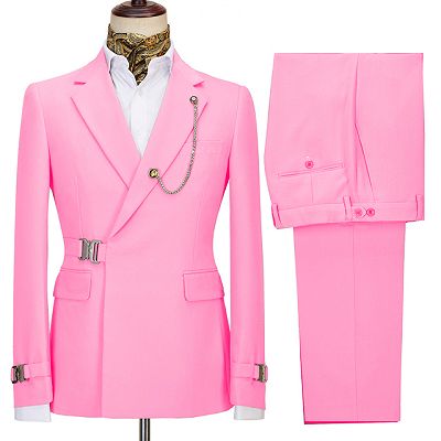 Blake Stylish Pink Slim Fit Notched Lapel Formal Business Men Suits_2