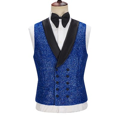 Jacob Royal Blue Sparkle Three Pieces One Button Fashion Slim Fit Men Suits_4
