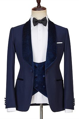 Dylan latest Design Navy Blue Best Fitted Three Pieces Sparkle Men Suits_1