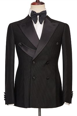 Gavin latest Design Black Double Breasted Peaked Lapel Best Fitted Men Suits
